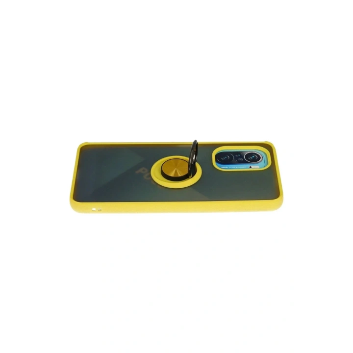 Mey İthalat®   Redmi K40 Kılıf Montreal Yüzüklü Silikon Kapak - Sarı