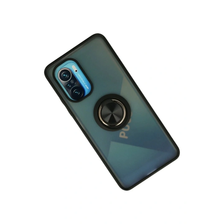 Mey İthalat®   Redmi K40 Kılıf Montreal Yüzüklü Silikon Kapak - Siyah