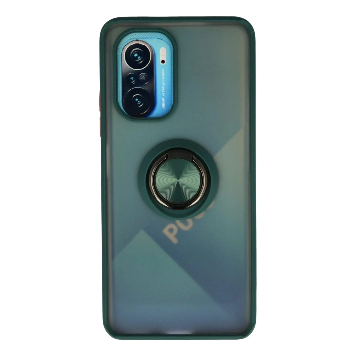 Mey İthalat®   Redmi K40 Kılıf Montreal Yüzüklü Silikon Kapak - Yeşil