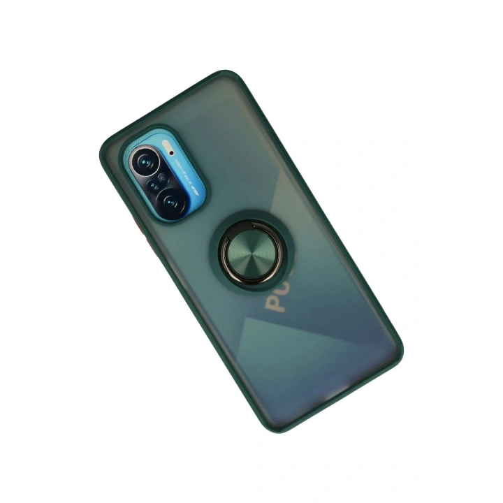 Mey İthalat®   Redmi K40 Kılıf Montreal Yüzüklü Silikon Kapak - Yeşil