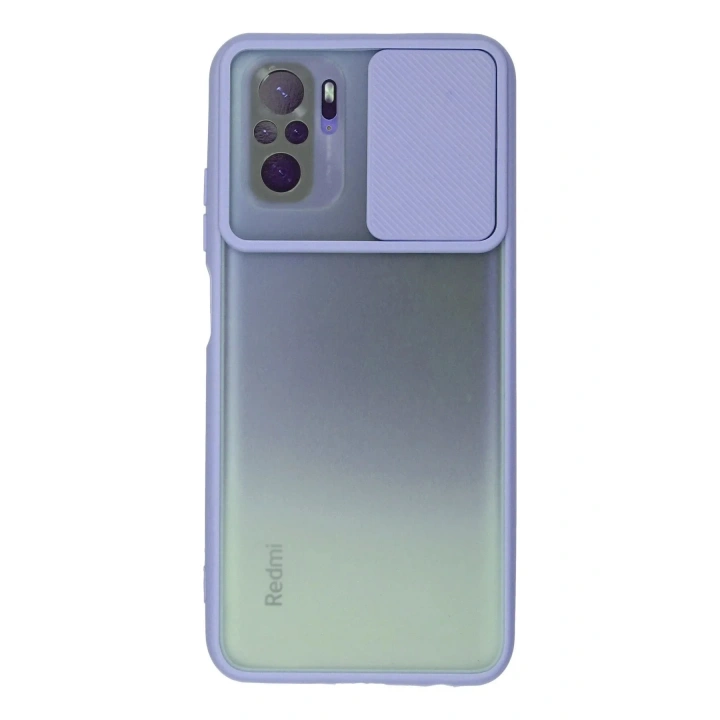 Mey İthalat®   Redmi Note 10 Kılıf Palm Buzlu Kamera Sürgülü Silikon - Lila