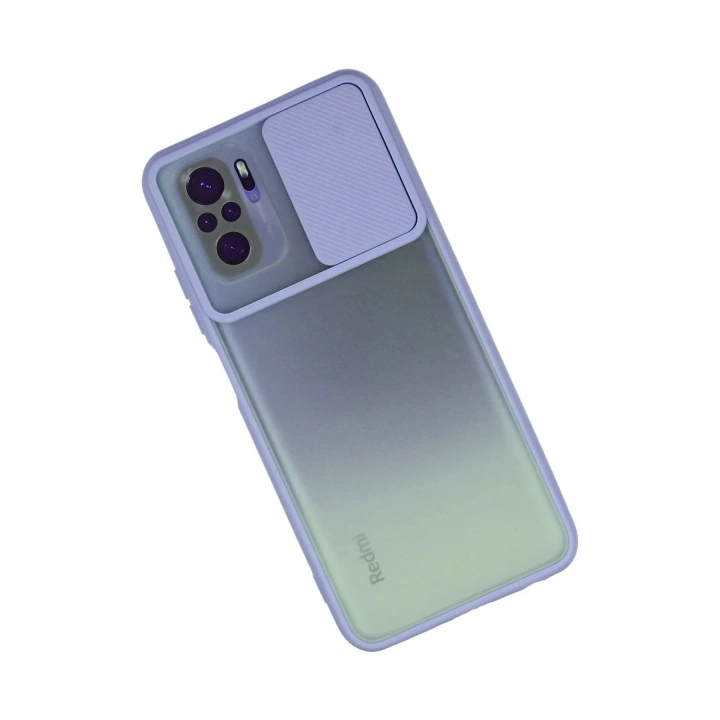 Mey İthalat®   Redmi Note 10 Kılıf Palm Buzlu Kamera Sürgülü Silikon - Lila