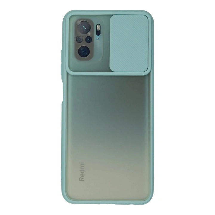 Mey İthalat®   Redmi Note 10 Kılıf Palm Buzlu Kamera Sürgülü Silikon - Turkuaz