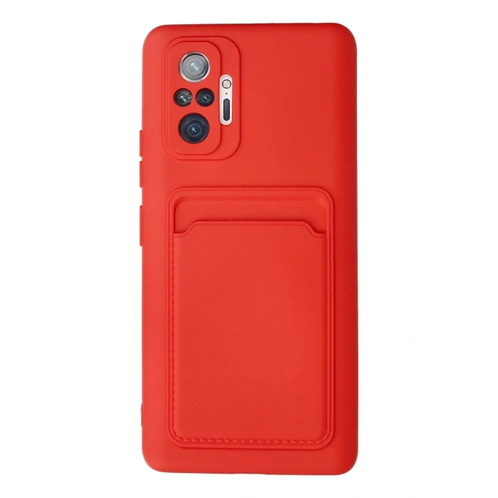 Mey İthalat®   Redmi Note 10 Pro Kılıf Kelvin Kartvizitli Silikon - Kırmızı