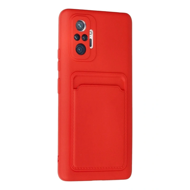 Mey İthalat®   Redmi Note 10 Pro Kılıf Kelvin Kartvizitli Silikon - Kırmızı