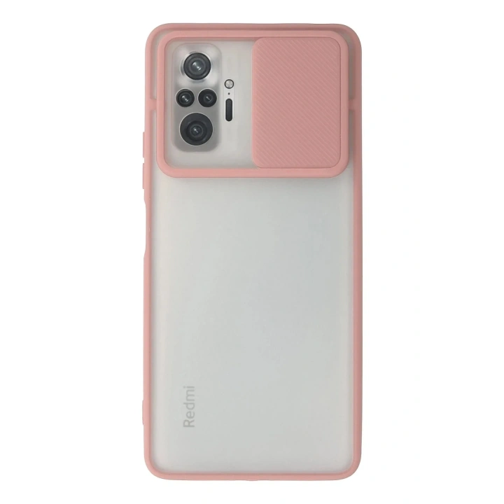 Mey İthalat®   Redmi Note 10 Pro Kılıf Palm Buzlu Kamera Sürgülü Silikon - Pembe