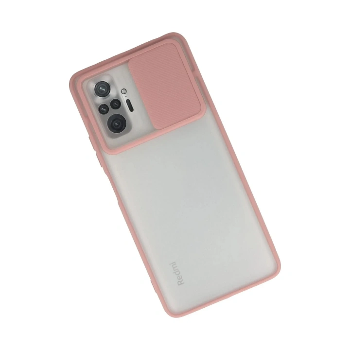 Mey İthalat®   Redmi Note 10 Pro Kılıf Palm Buzlu Kamera Sürgülü Silikon - Pembe