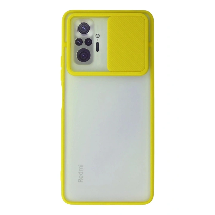 Mey İthalat®   Redmi Note 10 Pro Kılıf Palm Buzlu Kamera Sürgülü Silikon - Sarı