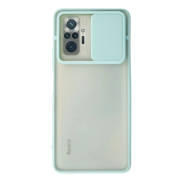 Mey İthalat®   Redmi Note 10 Pro Kılıf Palm Buzlu Kamera Sürgülü Silikon - Turkuaz