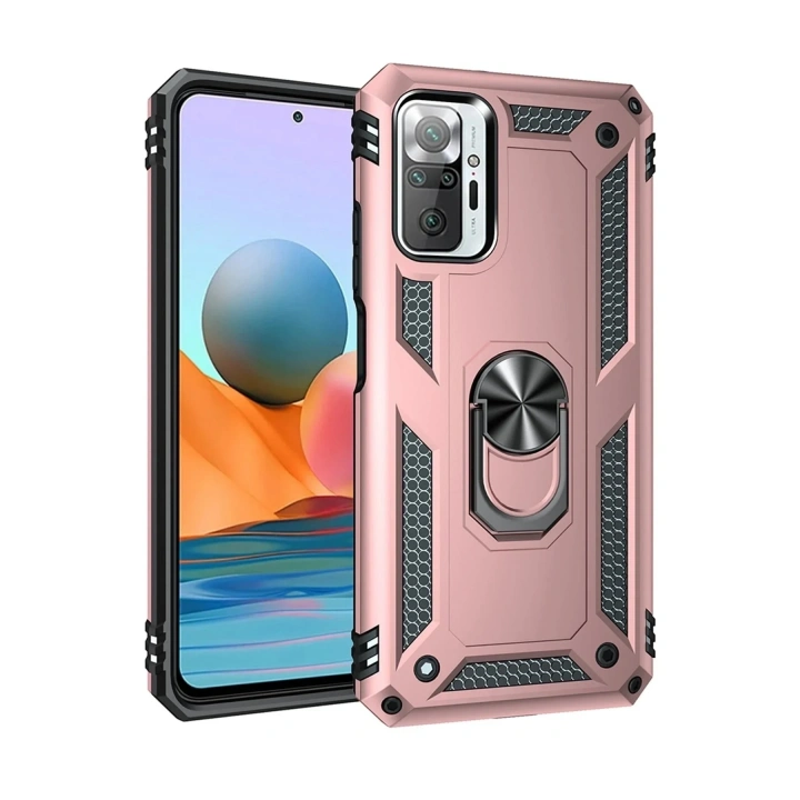Mey İthalat®   Redmi Note 10 Pro Kılıf Sofya Yüzüklü Silikon Kapak - Rose