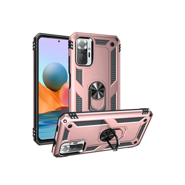 Mey İthalat®   Redmi Note 10 Pro Kılıf Sofya Yüzüklü Silikon Kapak - Rose