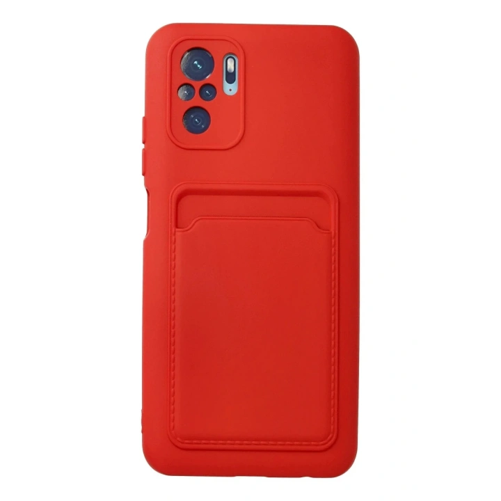 Mey İthalat®   Redmi Note 10S Kılıf Kelvin Kartvizitli Silikon - Kırmızı