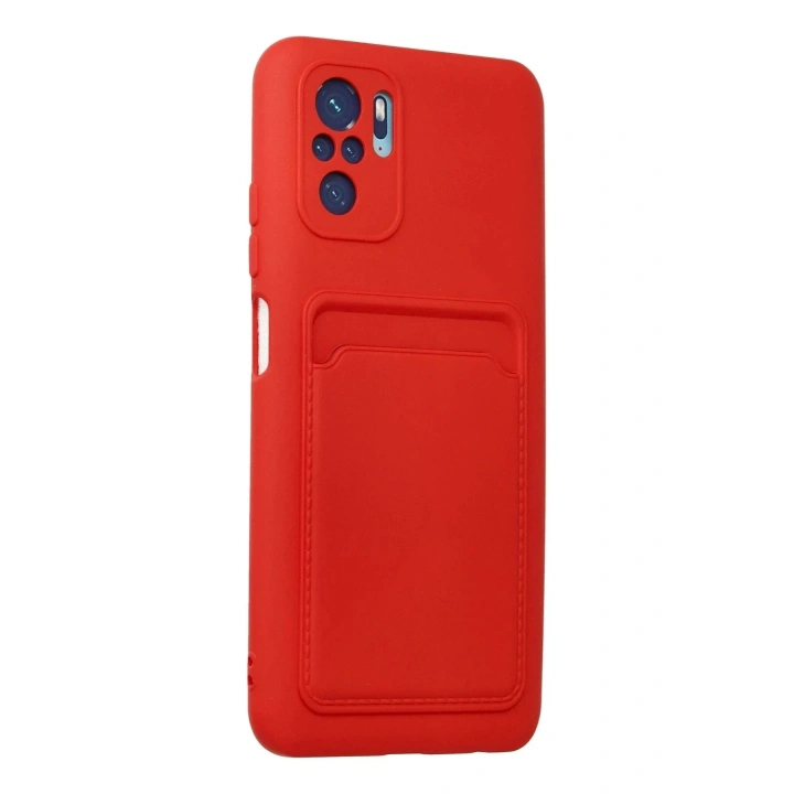 Mey İthalat®   Redmi Note 10S Kılıf Kelvin Kartvizitli Silikon - Kırmızı