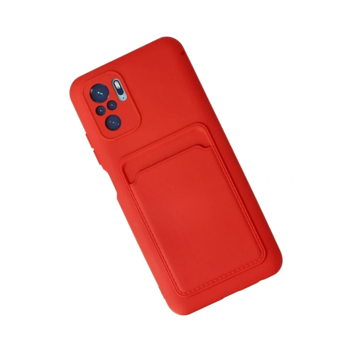 Mey İthalat®   Redmi Note 10S Kılıf Kelvin Kartvizitli Silikon - Kırmızı