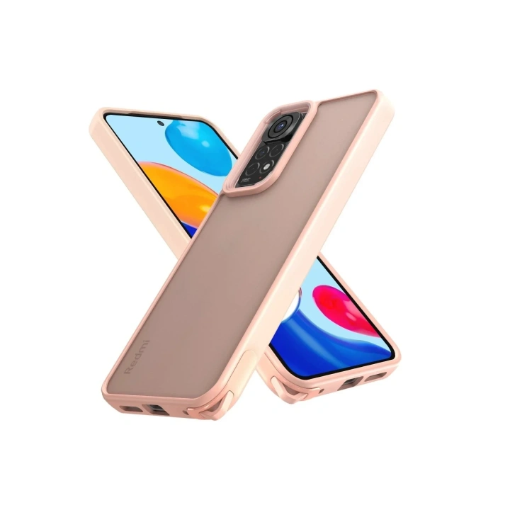 Mey İthalat®   Redmi Note 11 Kılıf Elegant Kapak - Pudra
