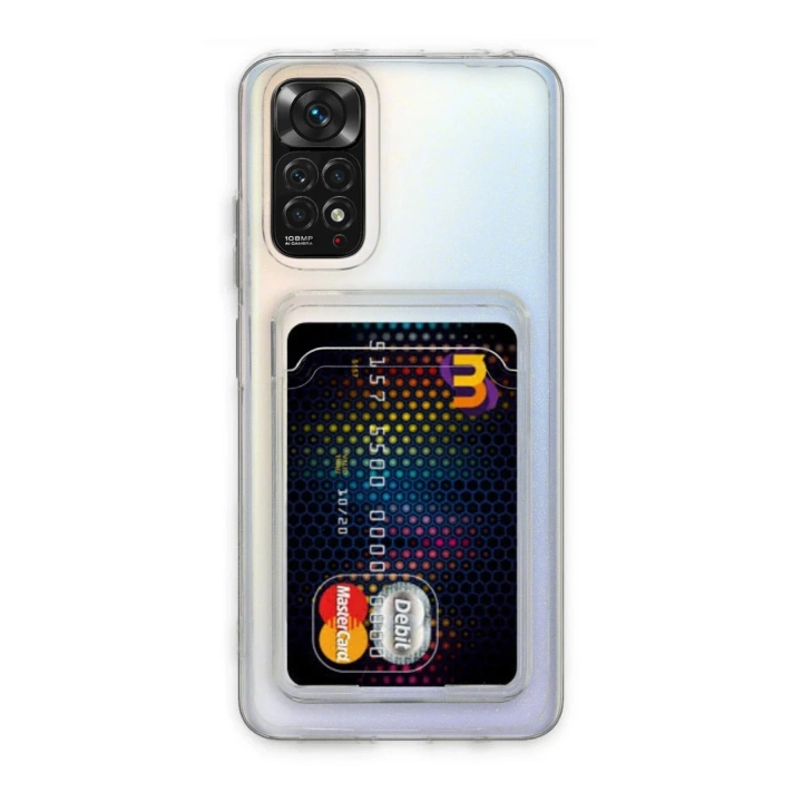Mey İthalat®   Redmi Note 11 Kılıf Kart Şeffaf Silikon - Şeffaf