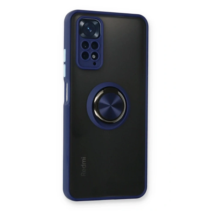 Mey İthalat®   Redmi Note 11 Kılıf Montreal Yüzüklü Silikon Kapak - Lacivert