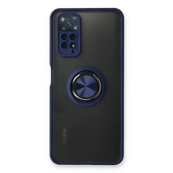 Mey İthalat®   Redmi Note 11 Kılıf Montreal Yüzüklü Silikon Kapak - Lacivert