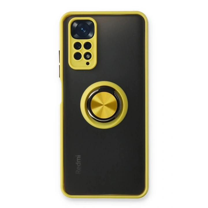 Mey İthalat®   Redmi Note 11 Kılıf Montreal Yüzüklü Silikon Kapak - Sarı