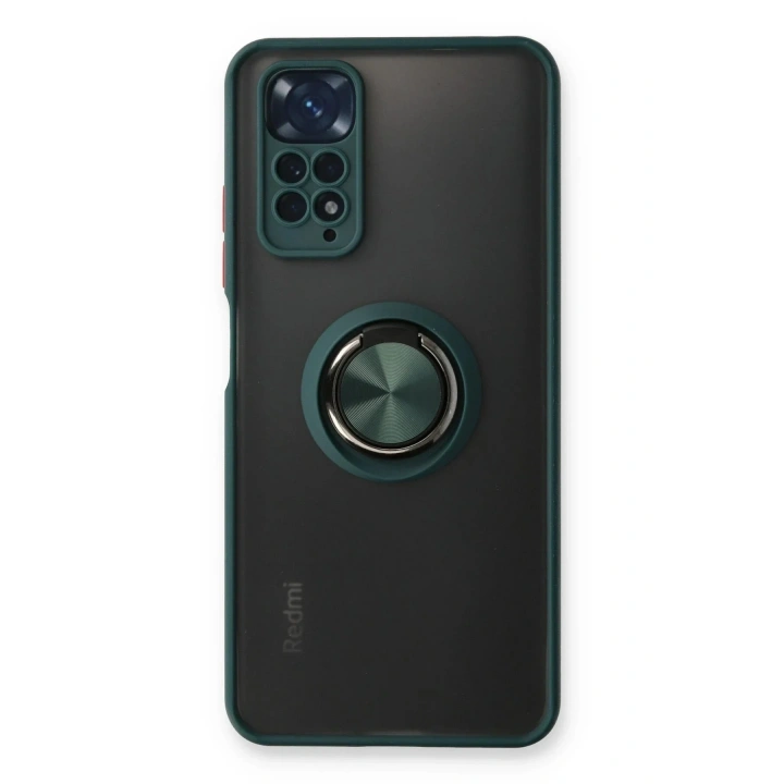 Mey İthalat®   Redmi Note 11 Kılıf Montreal Yüzüklü Silikon Kapak - Yeşil