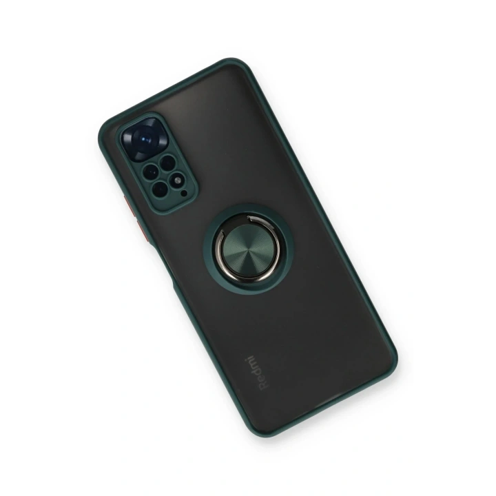 Mey İthalat®   Redmi Note 11 Kılıf Montreal Yüzüklü Silikon Kapak - Yeşil