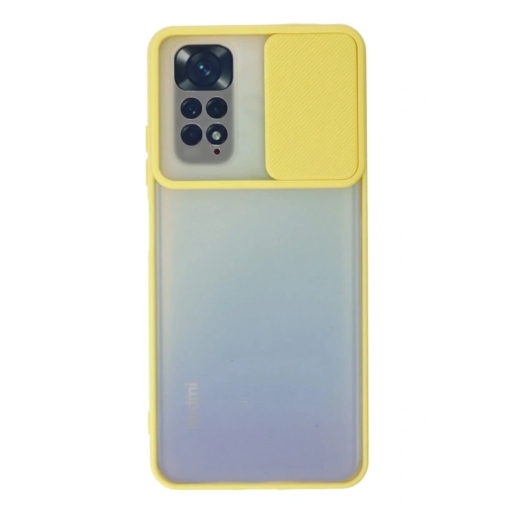 Mey İthalat®   Redmi Note 11 Kılıf Palm Buzlu Kamera Sürgülü Silikon - Sarı