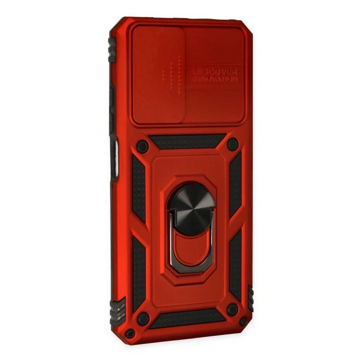 Mey İthalat®   Redmi Note 11 Kılıf Pars Lens Yüzüklü Silikon - Kırmızı