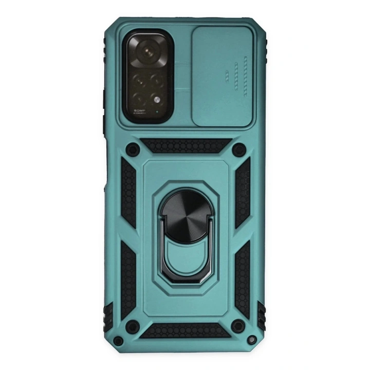 Mey İthalat®   Redmi Note 11 Kılıf Pars Lens Yüzüklü Silikon - Yeşil
