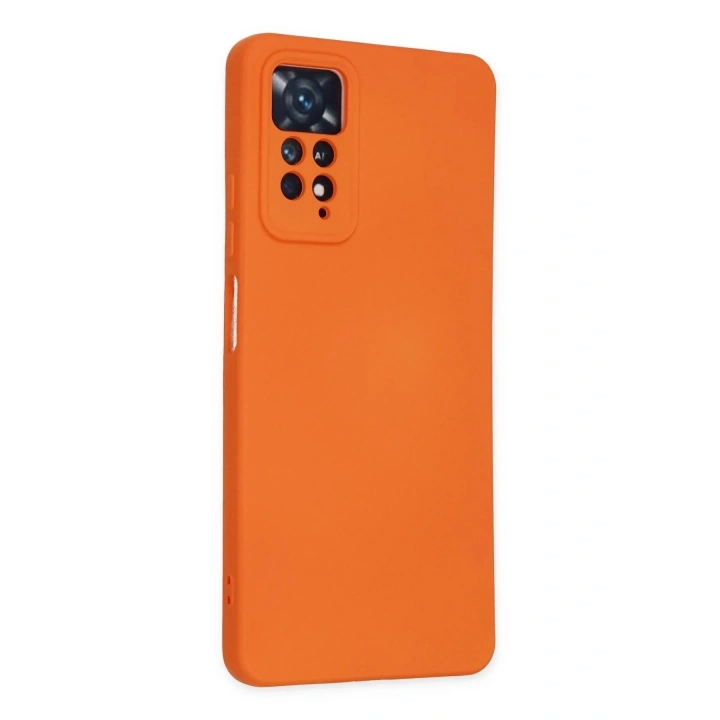 Mey İthalat®   Redmi Note 11 Pro Kılıf Nano içi Kadife Silikon - Turuncu