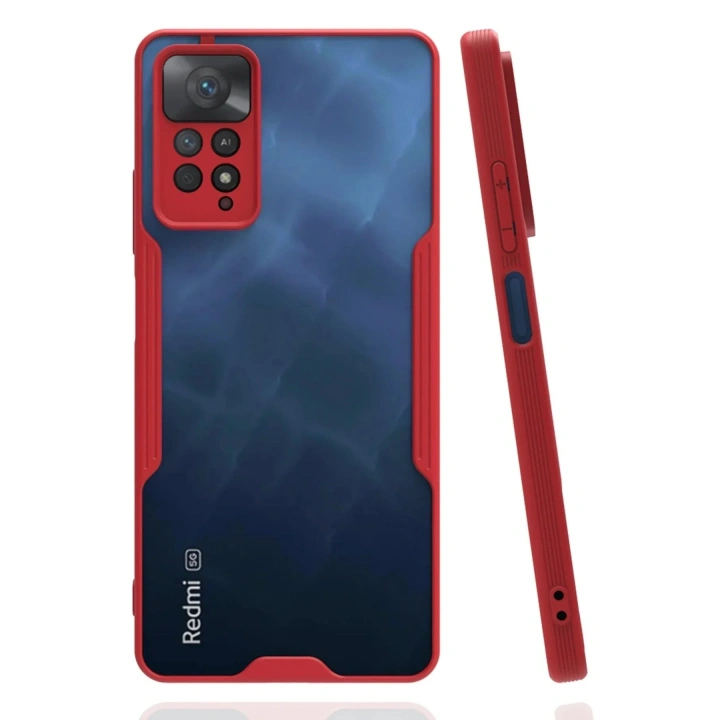 Mey İthalat®   Redmi Note 11 Pro Kılıf Platin Silikon - Kırmızı