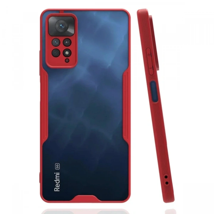 Mey İthalat®   Redmi Note 11 Pro Kılıf Platin Silikon - Kırmızı