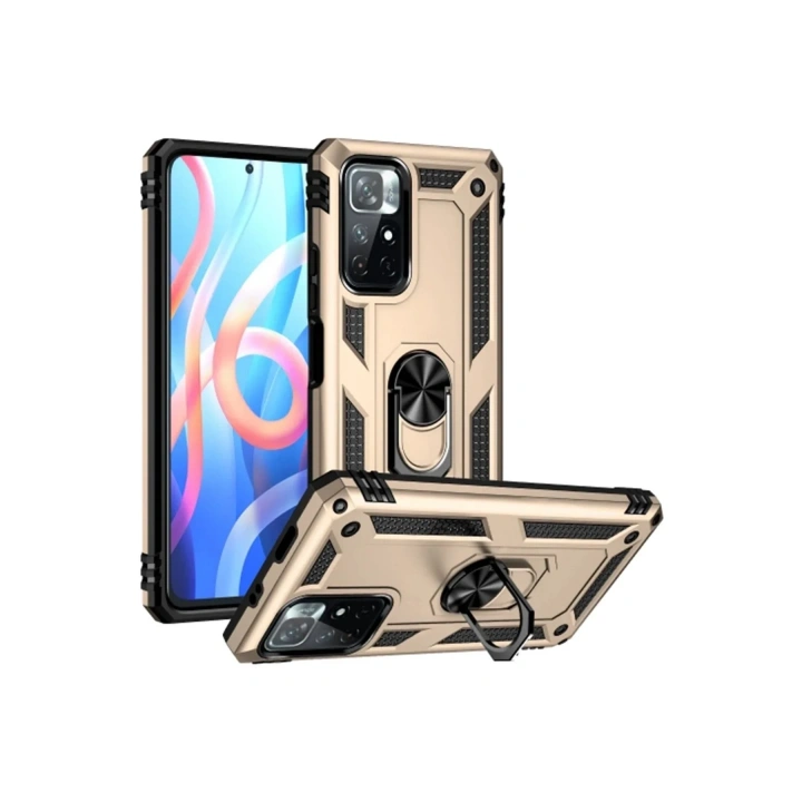 Mey İthalat®   Redmi Note 11T Kılıf Sofya Yüzüklü Silikon Kapak - Gold