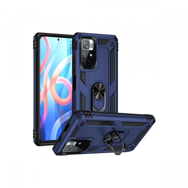Mey İthalat®   Redmi Note 11T Kılıf Sofya Yüzüklü Silikon Kapak - Lacivert