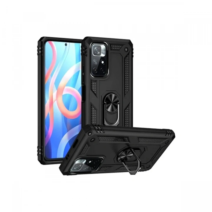 Mey İthalat®   Redmi Note 11T Kılıf Sofya Yüzüklü Silikon Kapak - Siyah