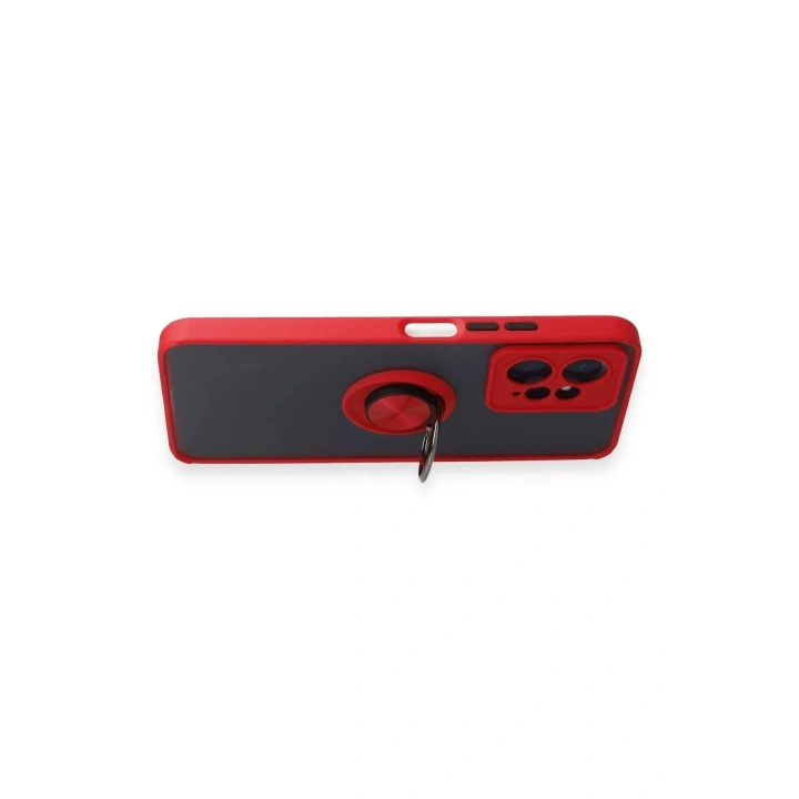 Mey İthalat®   Redmi Note 12 4G Kılıf Montreal Yüzüklü Silikon Kapak - Kırmızı