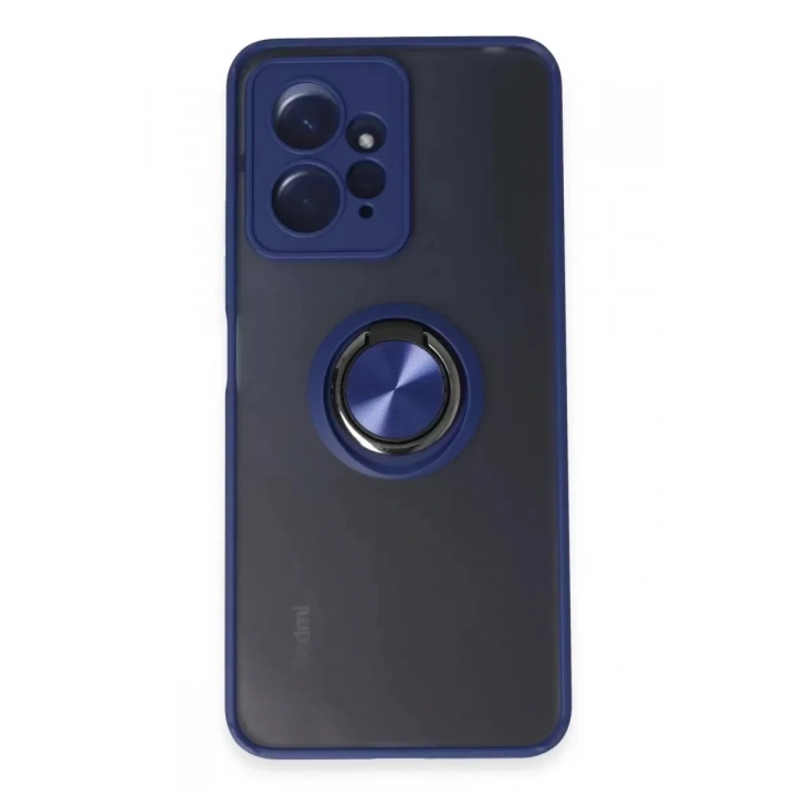 Mey İthalat®   Redmi Note 12 4G Kılıf Montreal Yüzüklü Silikon Kapak - Lacivert