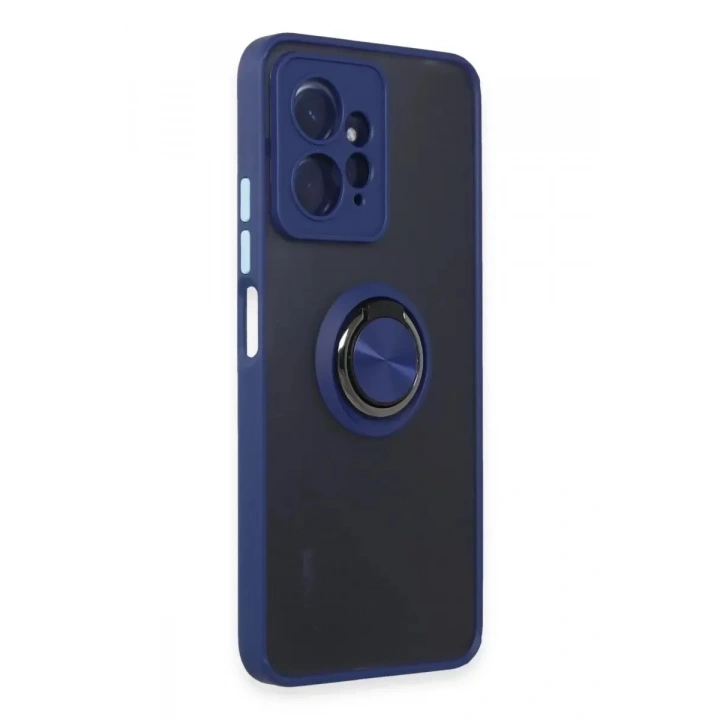 Mey İthalat®   Redmi Note 12 4G Kılıf Montreal Yüzüklü Silikon Kapak - Lacivert