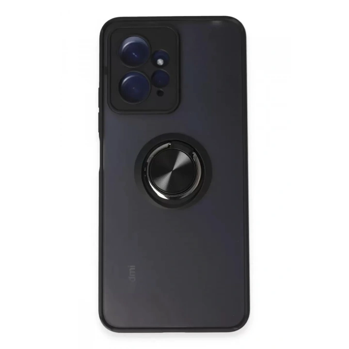 Mey İthalat®   Redmi Note 12 4G Kılıf Montreal Yüzüklü Silikon Kapak - Siyah
