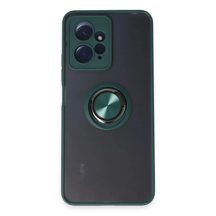 Mey İthalat®   Redmi Note 12 4G Kılıf Montreal Yüzüklü Silikon Kapak - Yeşil