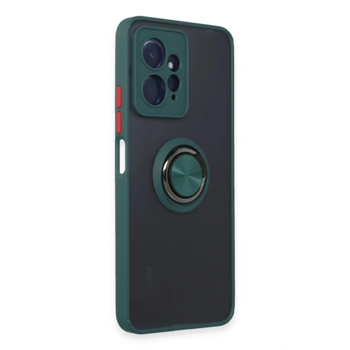 Mey İthalat®   Redmi Note 12 4G Kılıf Montreal Yüzüklü Silikon Kapak - Yeşil