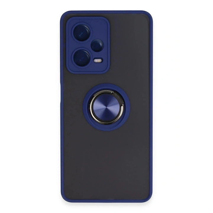 Mey İthalat®   Redmi Note 12 5G Kılıf Montreal Yüzüklü Silikon Kapak - Lacivert