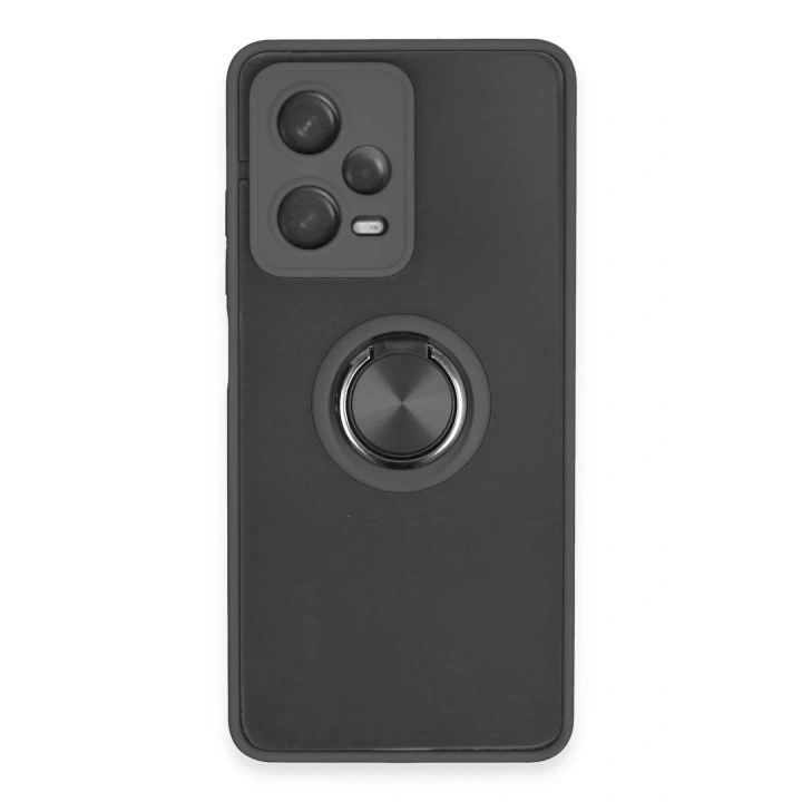 Mey İthalat®   Redmi Note 12 5G Kılıf Montreal Yüzüklü Silikon Kapak - Siyah