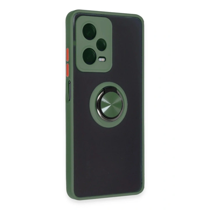 Mey İthalat®   Redmi Note 12 5G Kılıf Montreal Yüzüklü Silikon Kapak - Yeşil