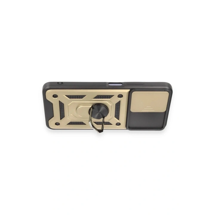 Mey İthalat®   Redmi Note 12 5G Kılıf Pars Lens Yüzüklü Silikon - Gold