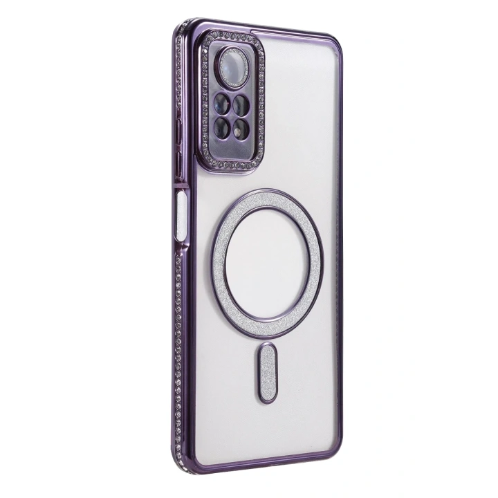 Mey İthalat®   Redmi Note 12 Pro 4G Joke Simli Magneticsafe Kılıf - Derin Mor