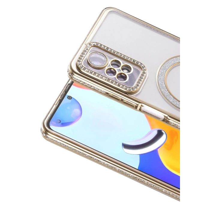 Mey İthalat®   Redmi Note 12 Pro 4G Joke Simli Magneticsafe Kılıf - Gold