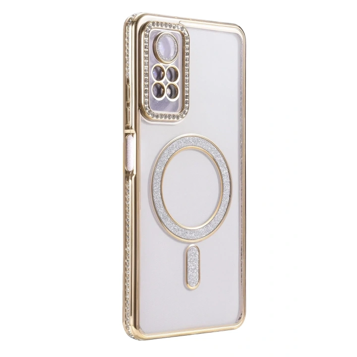 Mey İthalat®   Redmi Note 12 Pro 4G Joke Simli Magneticsafe Kılıf - Gold