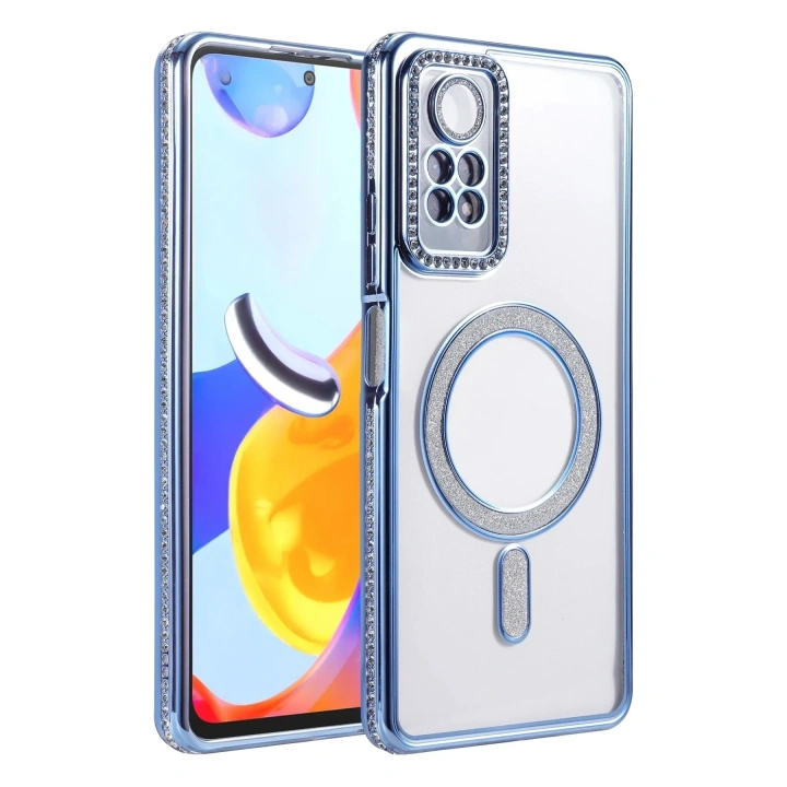 Mey İthalat®   Redmi Note 12 Pro 4G Joke Simli Magneticsafe Kılıf - Mavi