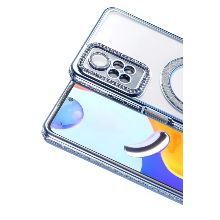Mey İthalat®   Redmi Note 12 Pro 4G Joke Simli Magneticsafe Kılıf - Mavi