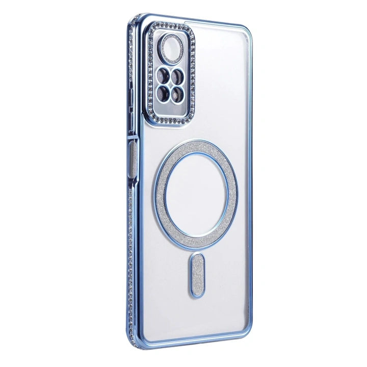 Mey İthalat®   Redmi Note 12 Pro 4G Joke Simli Magneticsafe Kılıf - Mavi